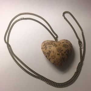 Wooden Heart Pendant Necklace